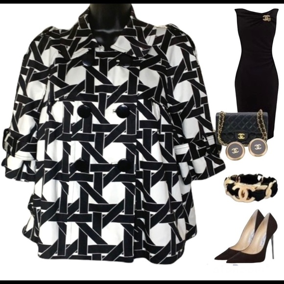 I-n-c black/white neutral print dress jacket size L - Picture 12 of 13